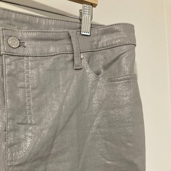 Talbots Women Size 14 Slim Grey Ankle Pant Silver Jeans Cropped Fancy Slimming - Picture 5 of 11
